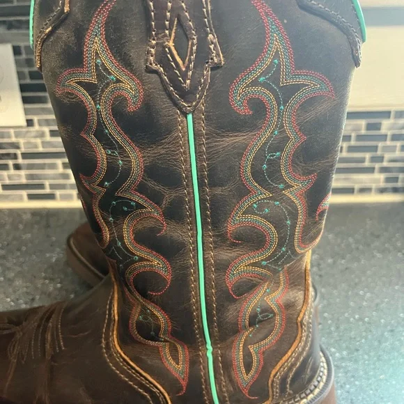 Justin Cowboy Cowgirl  Boots Women Girls Size 9, Brown leather - Picture 5 of 14